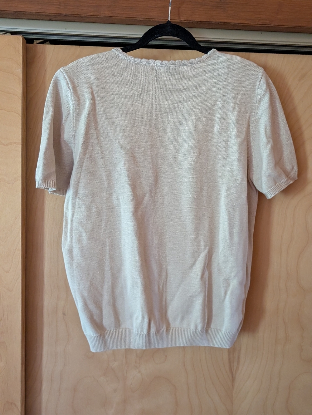 Vintage 90's Alfred Dunner Cream Short Sleeve Floral Embroidered Sweater - Picture 4 of 4